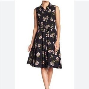 Nanette by Nanette Lepore Floral Dress Button Down Polka Dot Sz 8 Retro